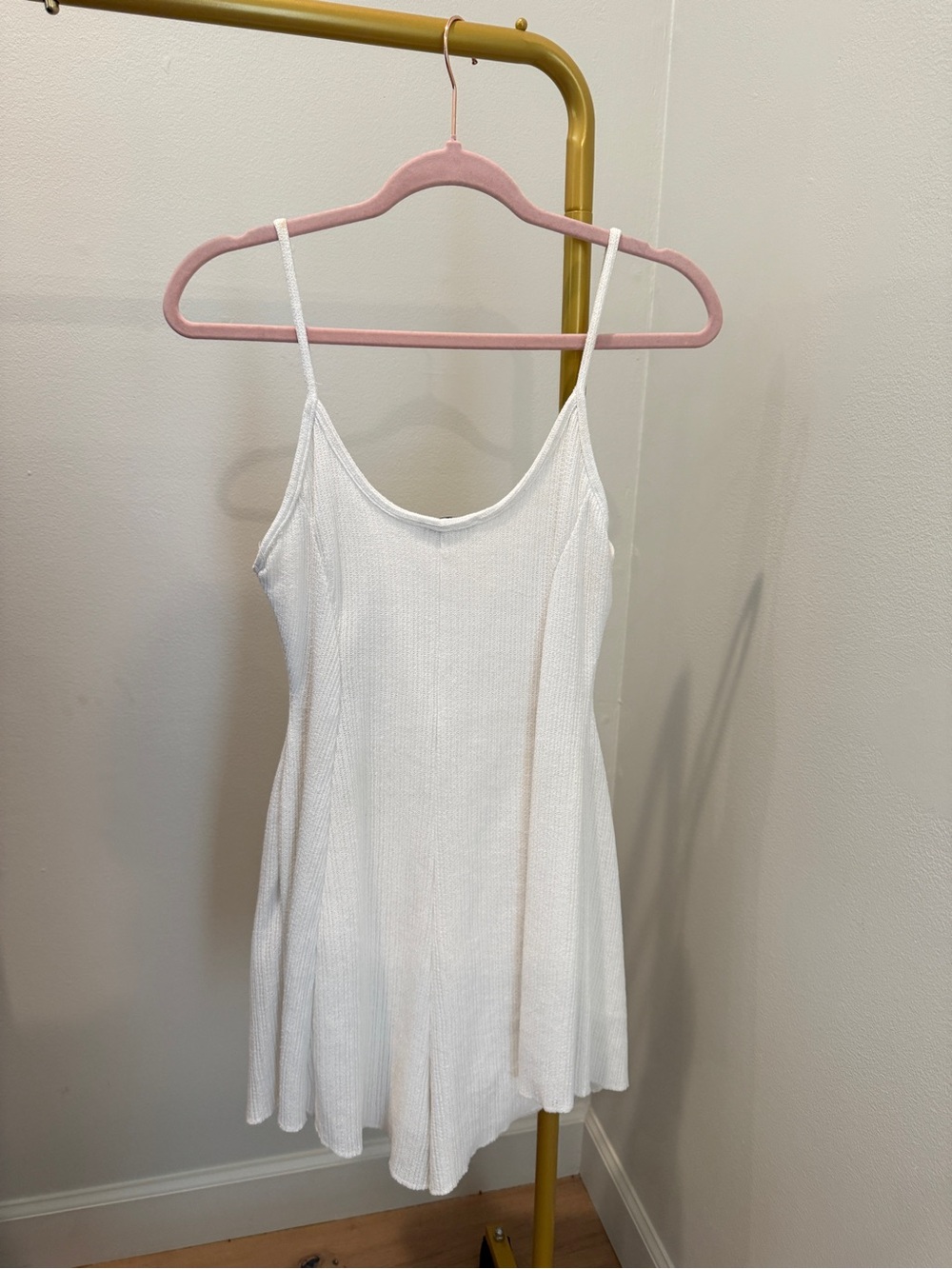 Bershka White Ribbed Flowy Romper